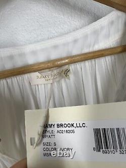 Ramy Brook Wyatt Studded Detail Top Size Small S Ivory Semi Sheer