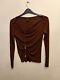 Rare 90's Jean Paul Gaultier Femme Rust Long Sleeve Chain Lace Up Top Uk8