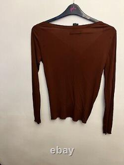 Rare 90's Jean Paul Gaultier Femme Rust long sleeve chain lace up top UK8