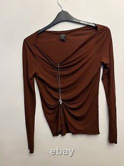 Rare 90's Jean Paul Gaultier Femme Rust long sleeve chain lace up top UK8
