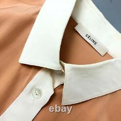Rare Celine Ladies Two Tone Peach Pink Silk Blouse Shirt Top Size XS FR 34 US 2