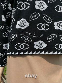 Rare Chanel Boutique Black Gray Long Sleeve Logo Thin Sweat Shirt Top Size M L
