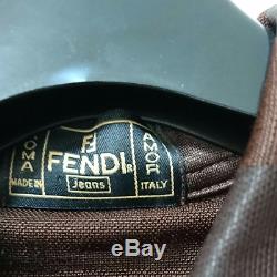 Rare Fendi Zucca Print Shirt Long Sleeve FF Logo Monogram Top Size M