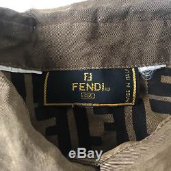 Rare Fendi Zucca Print Shirt Long Sleeve FF Logo Monogram Top Size S