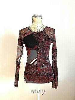 Rare Jean Paul Gaultier Sheer Mesh Top Abstract Geometric Paisley Size L