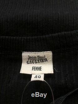 Rare Vtg Jean Paul Gaultier Black Long Sleeve Mesh Panel Top S