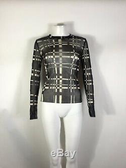 Rare Vtg Jean Paul Gaultier Black & White Sheer Long Sleeve Top S