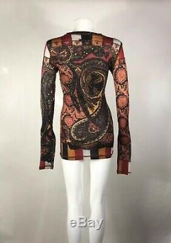 Rare Vtg Jean Paul Gaultier Paisley Long Sleeve Top S