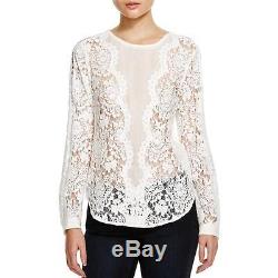 Rebecca Taylor 8210 Womens White Lace Mixed Media Long Sleeves Casual Top 2 BHFO