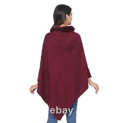 Red 100% Pashmina Wool Furr Poncho Dress Top Blouse Wrap One Size Fits Most