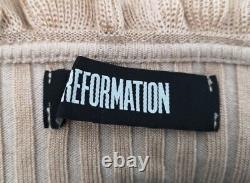 Reformation Women's Beige Ribbed Knit Long Sleeve Crop Top Size S Small Used