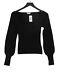 Reformation Women's Top S Black Cashmere With Wool Long Sleeve Square Neck Basic