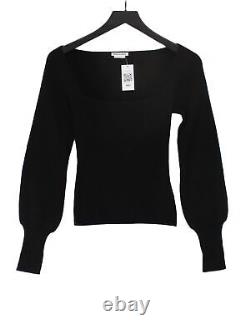 Reformation Women's Top S Black Cashmere with Wool Long Sleeve Square Neck Basic