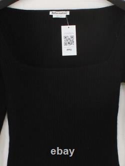 Reformation Women's Top S Black Cashmere with Wool Long Sleeve Square Neck Basic