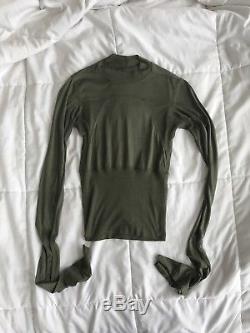 Rick Owens Plinth FW13 Long Sleeve Cropped Silk Top in Jade, US 6/ IT 40