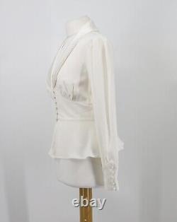 Rixo Bridal Silk Womens White Peplum Top Uk 10 Rrp £375 MB