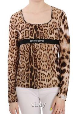 Roberto Cavalli Women's Leopard Print Long Sleeve Top In Brown