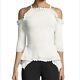 Roland Mouret Asenby Cold-shoulder Long-sleeve Fitted Knit Top With Lace Trim M