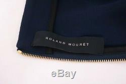 Roland Mouret Top Navy Stretch Crepe Size US 2 Long Sleeve Boatneck Blouse