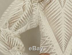 Ronny Kobo Womens Lace Ruffle Top Long Sleeve Semi Sheer Ivory White Size XS