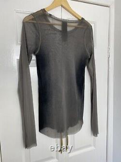Rundholz Black Label Mesh Top Size Large Grey Black Abstract Print Long Sleeve