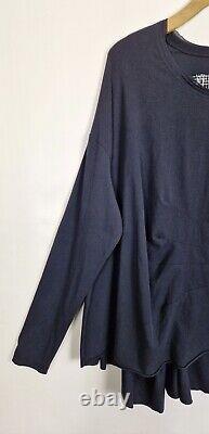Rundholz Black Label Navy Blue Oversized Ruched Jersey Lagenlook Top Sz S 12/14