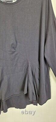 Rundholz Black Label Navy Blue Oversized Ruched Jersey Lagenlook Top Sz S 12/14