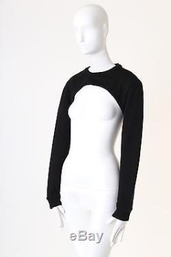 Runway GIVENCHY black crew neck cropped long sleeves sweater top XS