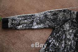 SACHIN & BABI Black Gray Aditya Sequin Silk long sleeves Dressy Sweater Top Sz 6