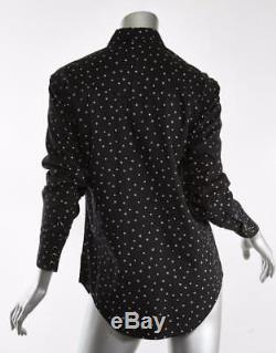 SAINT LAURENT Western Snap-Up Star Print Long Sleeve Black Blouse Top Shirt M