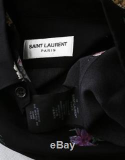 SAINT LAURENT Womens Black SILK Floral Button-Down Long-Sleeve Top Blouse 4-36