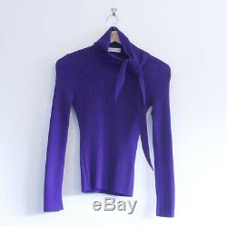 SCANLAN THEODORE crepe knit cravat sweater purple violet top long sleeve XS