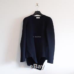 SCANLAN THEODORE long sleeve crepe knit dark navy blue jumper asymmetrical top S