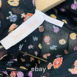 SEE BY CHLOE Blouse Layer Top Black Long Sleeve Neck Tie Ladies UK8 NEW RRP320