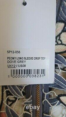 SELF-PORTRAIT Peony Long Sleeve Crop Top, Guipure-lace UK 12/US 8, New