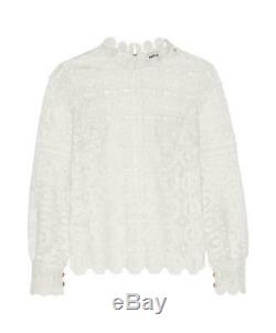 SELF-PORTRAIT White Crochet Lace Long Sleeve Blouse Top UK4/US0
