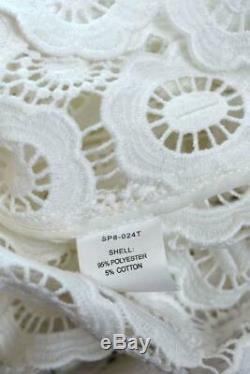 SELF-PORTRAIT White Crochet Lace Long Sleeve Blouse Top UK4/US0