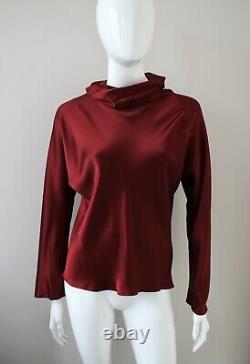 SHAMASK Bergdorf Goodman burgundy satin silk top blouse stunning Size 1
