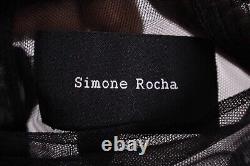 SIMONE ROCHA Black Tulle Sheer Mock Neck Buttoned Long Sleeve Blouse 4 UK8