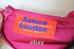 SOLACE LONDON Ladies Purple Satin Long Sleeve Scarf Wrap Neck Top EU36 UK8
