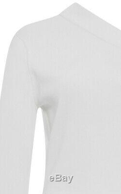 SOLACE LONDON NWT White VE Kelsey One Shoulder Long Sleeve Slit Cuff Top 4