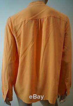 STELLA MCCARTNEY Orange 100% Silk Round Neck Long Sleeve Blouse Top 44 UK12