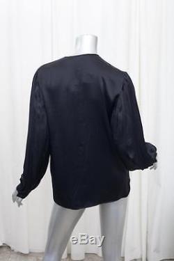 STELLA McCARTNEY Womens $1085 Black Silk Long-Sleeve Blouse Top Shirt 44/8 M NWT