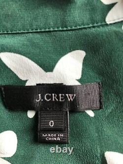STUNNING NEW J Crew Green White Butterflies Silk Blouse Shirt Top XS UK6 UK8 US0