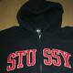 Stussy Chest Embroidery Hoodie Black Red Size L Men's Tops Long Sleeve