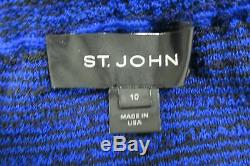 ST JOHN Blue Black Long Sleeve Top Hook Jacket Sz 14 Skirt Suit Sz 10 GG3616