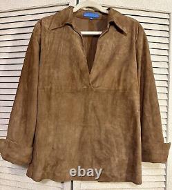 SZ 40 ESCADA Goat Leather Long Sleeve Top Blouse Excellent Condition