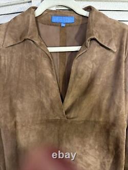 SZ 40 ESCADA Goat Leather Long Sleeve Top Blouse Excellent Condition