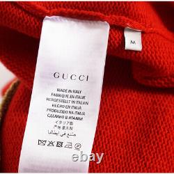 SZ M NEW $1,200 GUCCI Woman's Red Wool Knit WHITE RABBIT Embroidered SWEATER TOP