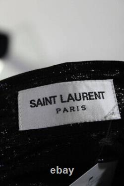 Saint Laurent Womens Silk Metallic Long Sleeve Button Down Top Black Size 34 EUR